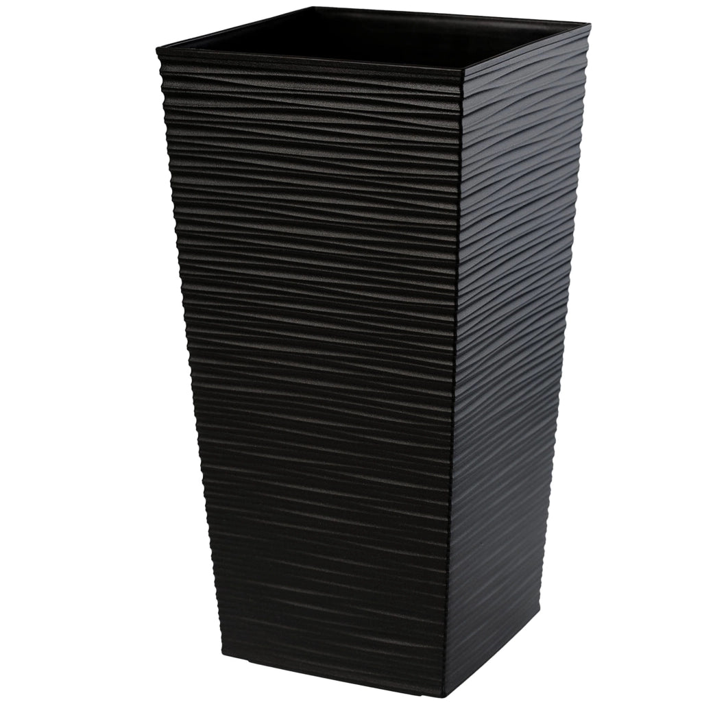 Vaso da fiori KADAX per giardino + inserto, 24x47 cm, alto, grande, nero, per terrazza, fiori