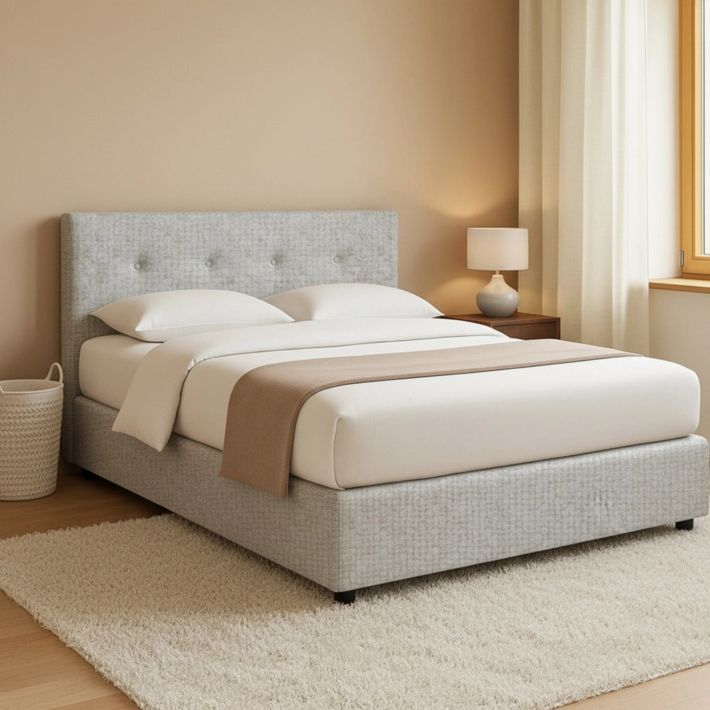 Luton, Letto Piazza e Mezza Sfoderabile Made in Italy, Grigio Chiaro
