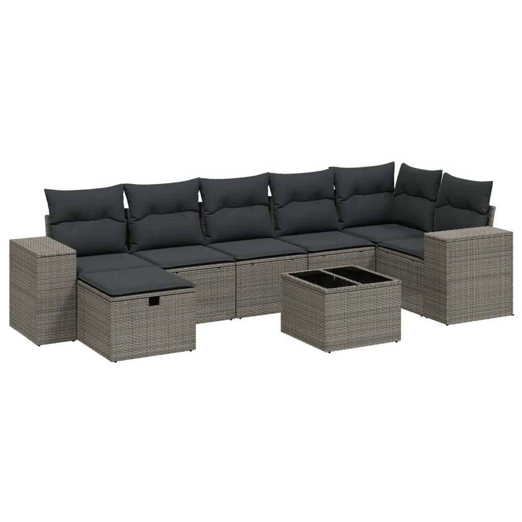 Set Divano da Giardino 8pz con Cuscini Grigio Chiaro Polyrattan 3264448