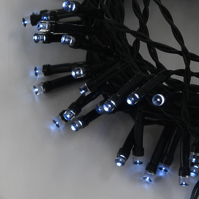 CATENA LUMINOSA LED SOLARE 7 METRI CON 100 LUCI BIANCHE - IDEALE PER DECORAZIONI NATALIZIE DI ALBERI GIARDINI E PIANTE