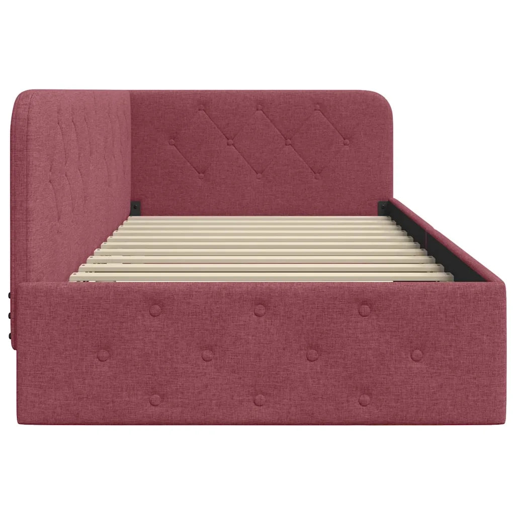 Cornice del letto ad angolo Rosso Vino 90 x 190 cm Tessuto