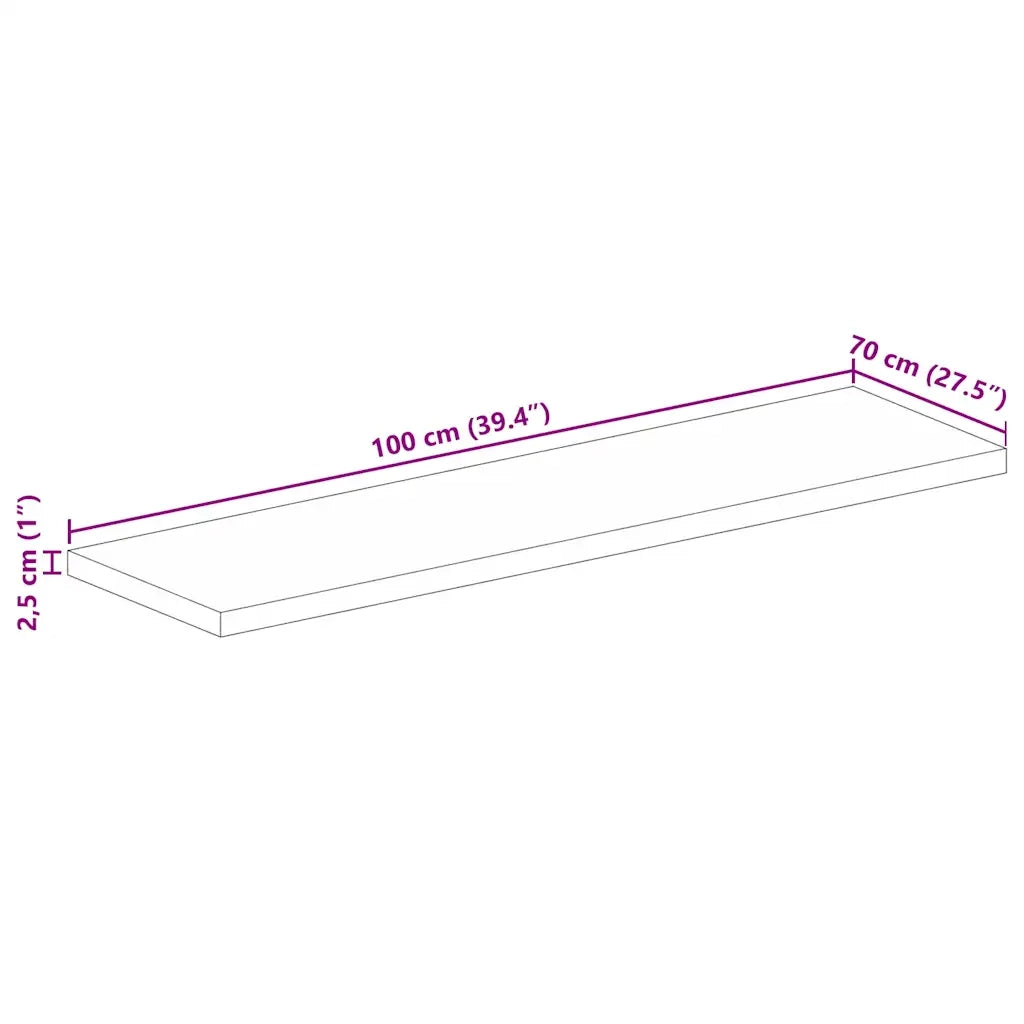 vidaXL Piano per Tavolo 100x70x2,5cm Rettangolare Legno Massello Mango