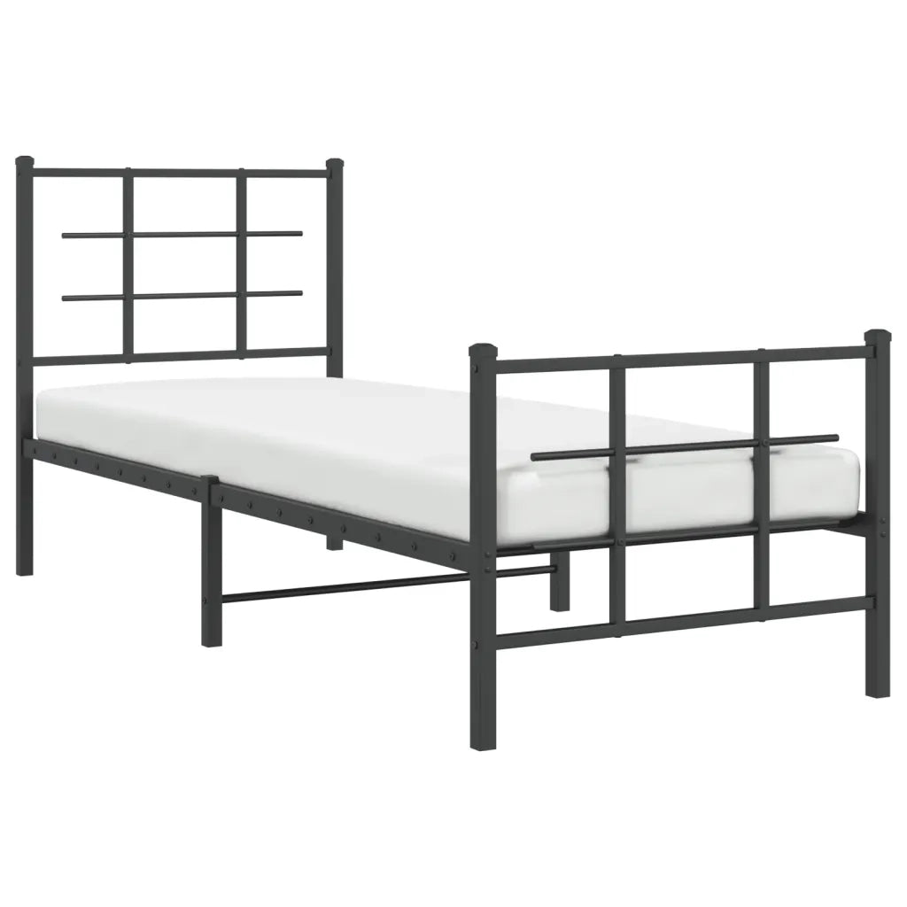 Giroletto con Testiera e Pediera Metallo Nero 75x190 cm 355569