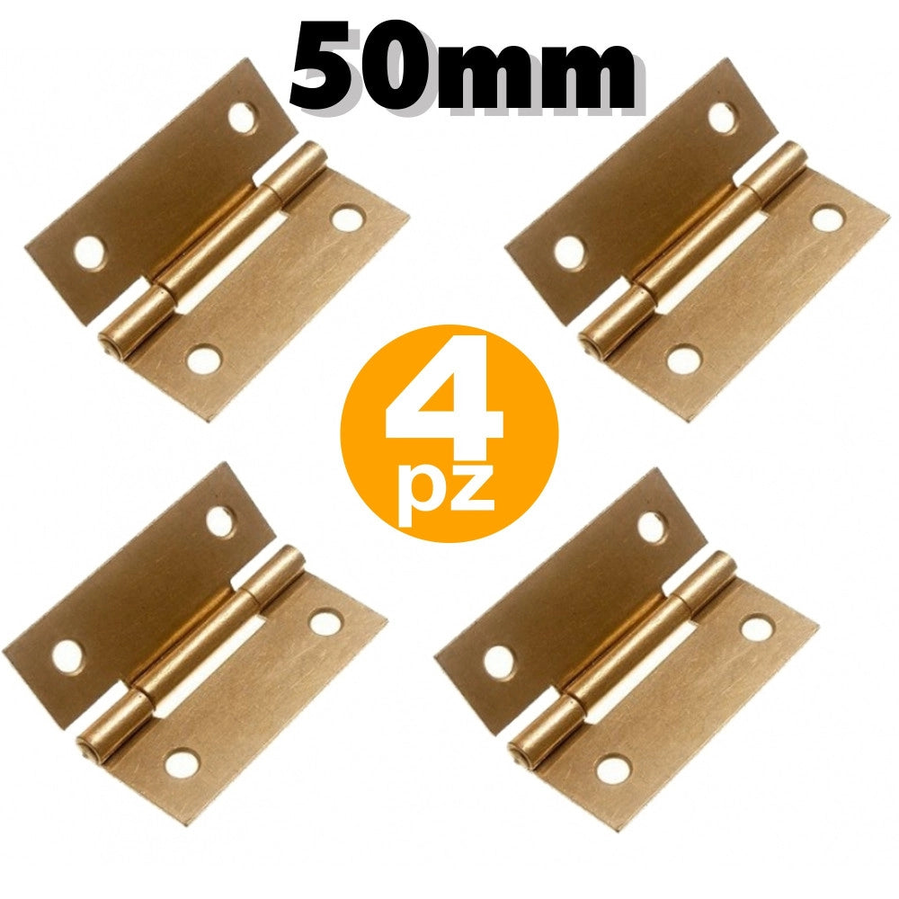 Trade Shop - 4 Cerniere 50 Mm A Libro Con Kit Di Viti Apertura Per Ante Pensili Mobili Cucina -