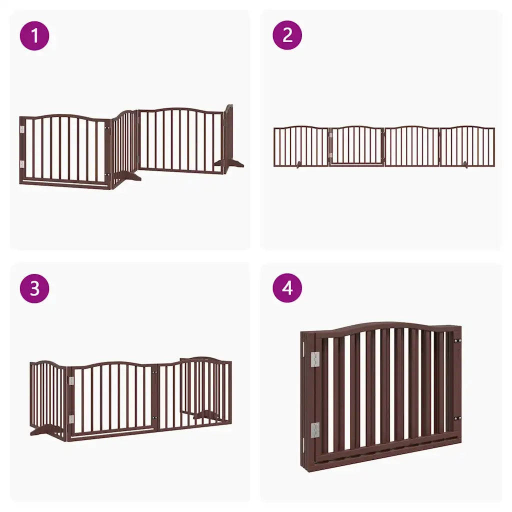 vidaXL Cancello Cani Porta Pieghevole Marrone 4 Pannelli 320cm Pioppo