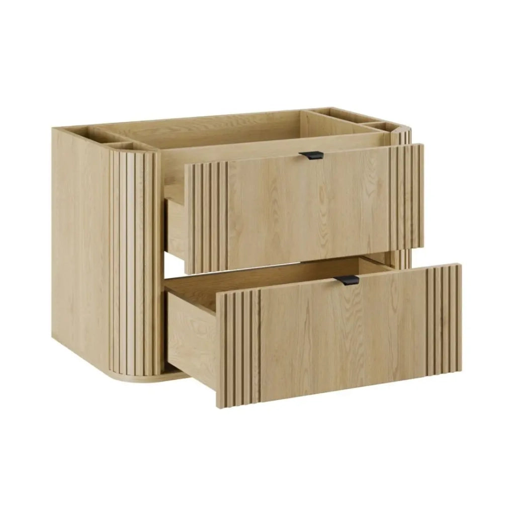 Mobile sottolavabo KORI 80 cm rovere chiaro – 2 cassetti – sospeso