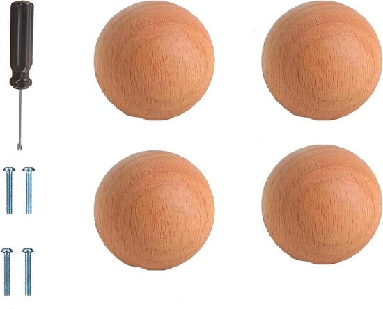 4 pezzi di maniglie di apertura in legno chiaro con design per armadi in casa, cucina, camera da letto e armadio per abiti