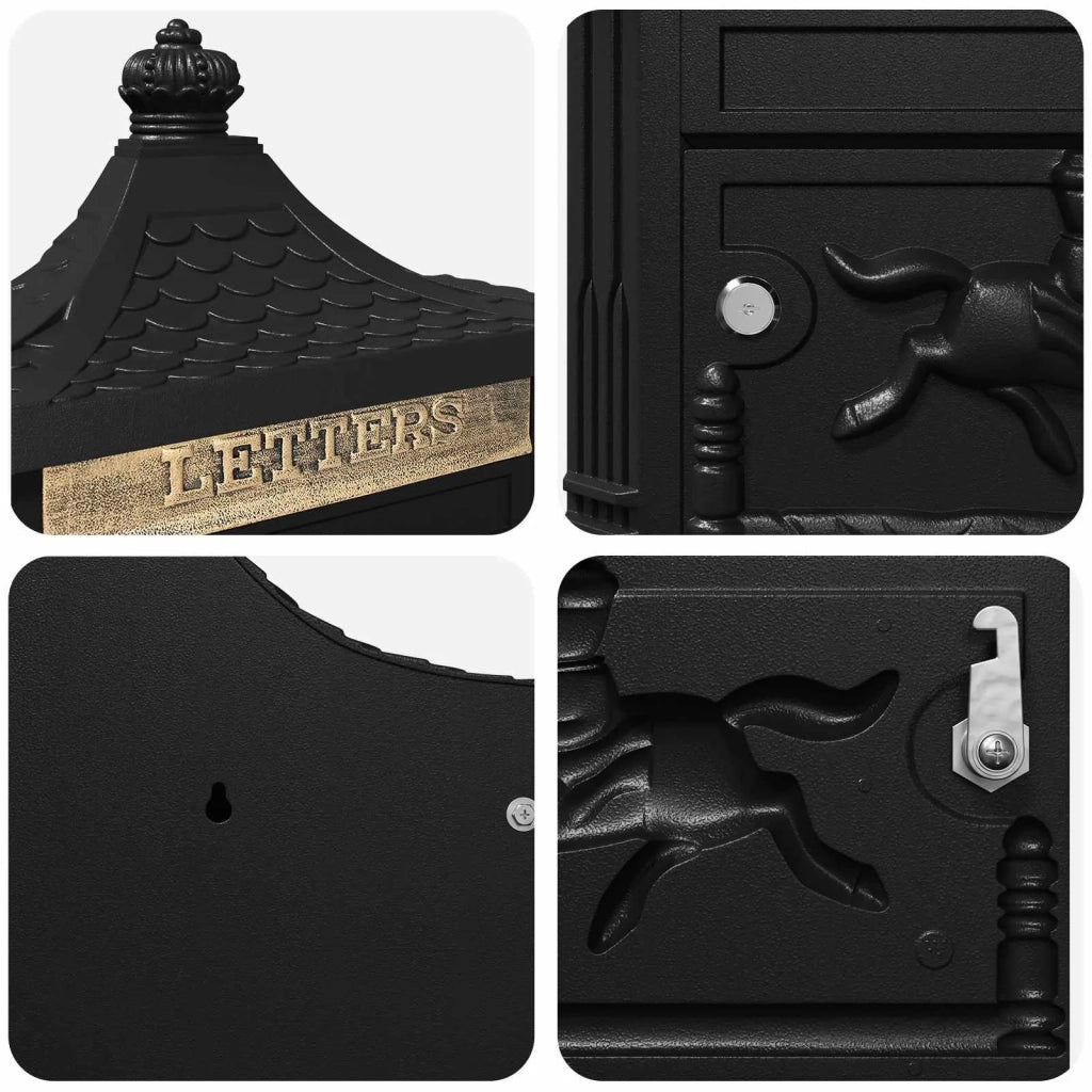 Cassetta Postale da Muro con porta Nero 40,5 x 16 x 45 cm 42023501
