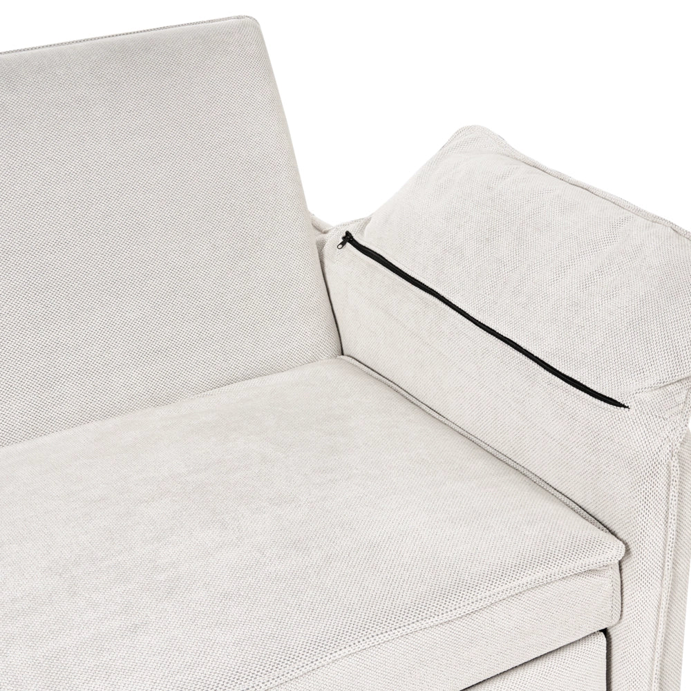 Divano letto in tessuto bianco sporco con funzione letto pieghevole Divano minimalista