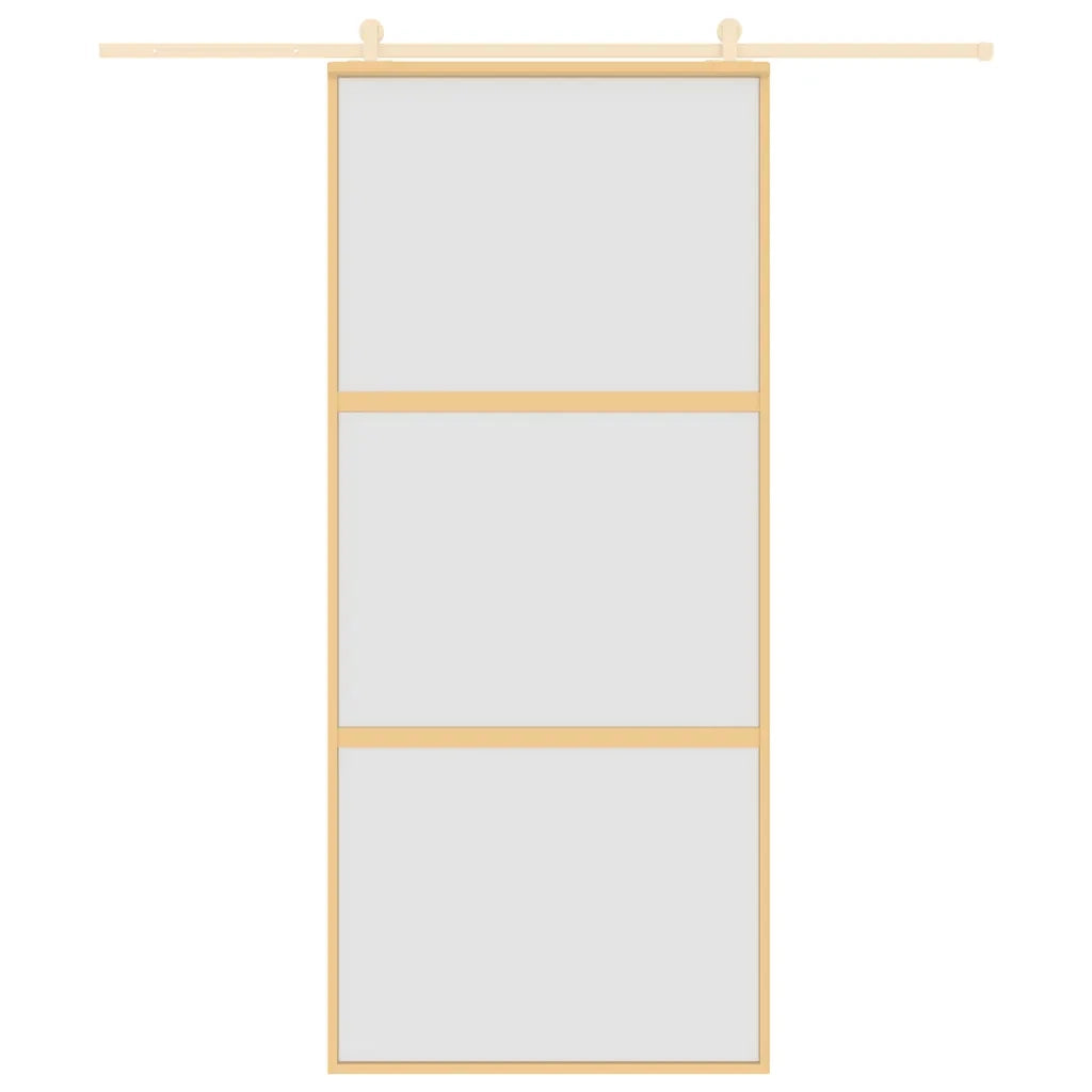 Porta Scorrevole Dorata 90x205 Vetro Smerigliato ESG Alluminio