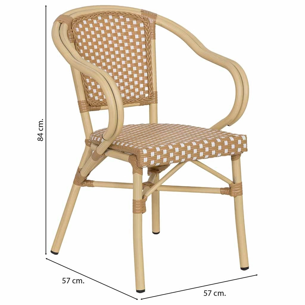 Fauteuil in rotin sintetico crème 57x57x84 cm (hauteur)