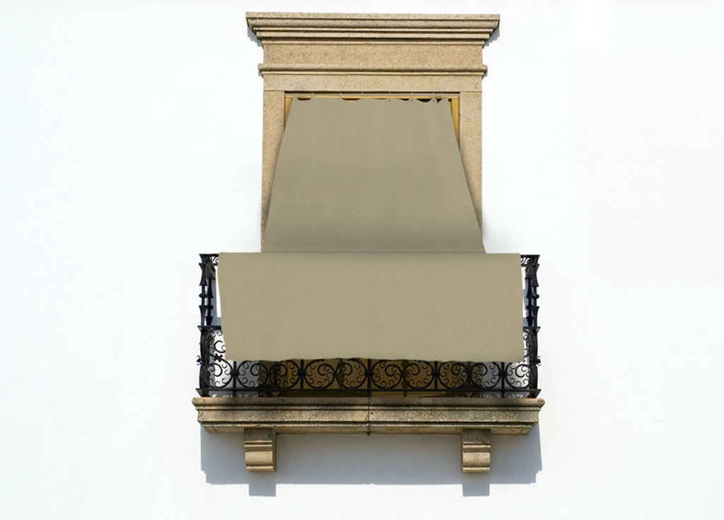 Tenda Da Sole A Caduta Per Esterno Balcone Casa Telo Ombra UV Modello Tinta Unita - 145x300 - Panna