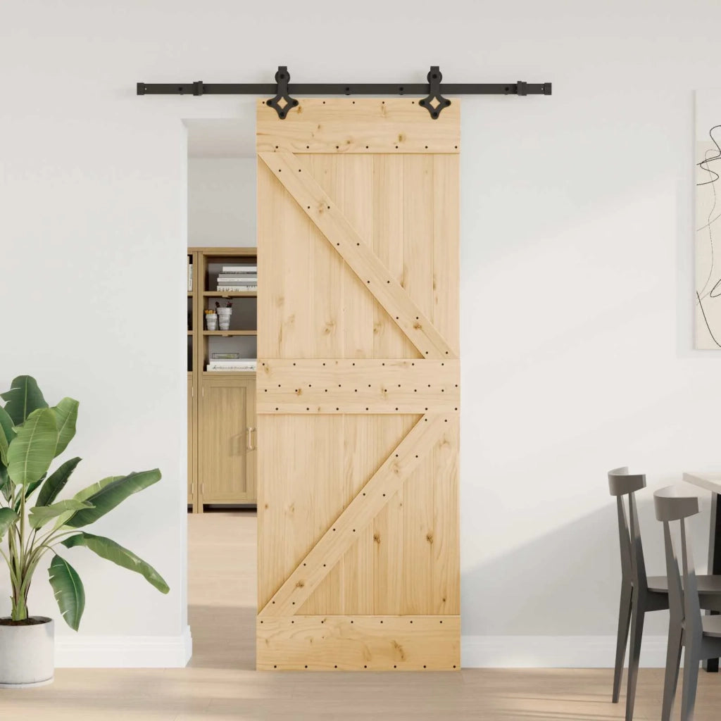 Porta scorrevole NARVIK Naturale e Nero 70 x 210 cm (152,5 cm) 3445227