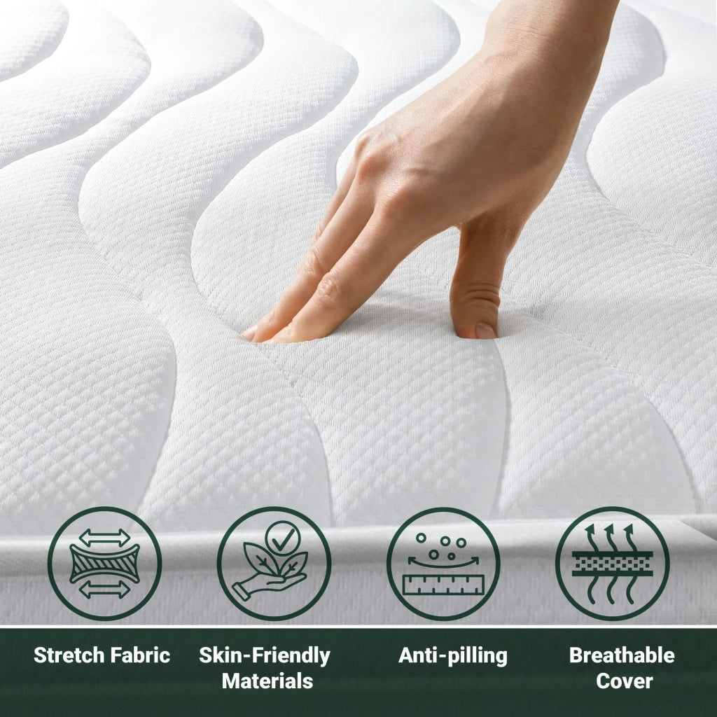 Materasso Singolo 105x185 cm in Memory Antibatterico | Altezza 16 cm | Rivestimento 3D Air in Fibra Ipoallergenica | Materasso Ortopedico a 7 Zone Differenziate Termosensibili