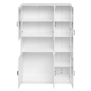 Vetrina con LED, 2 ante e 4 ripiani regolabili, per soggiorno e cucina, in MDF e vetro, bianco, 120 × 40 × 200 cm