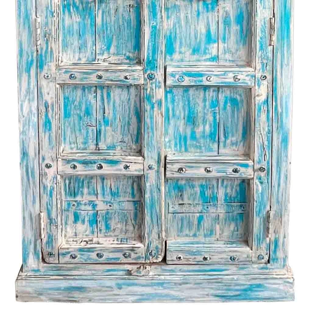 Armadio in legno artigianale blu 93x42x206h