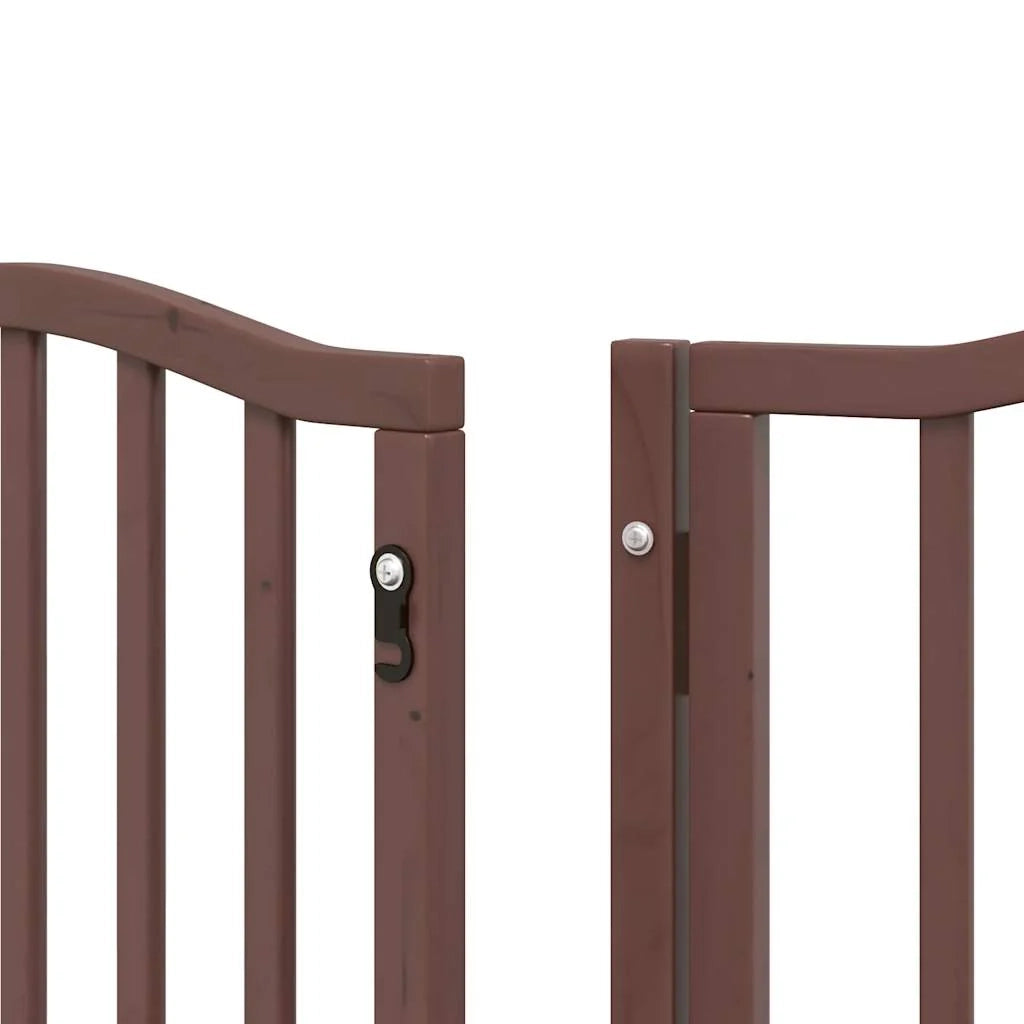 Cancelletto di sicurezza per animali domestici porta pieghevole 9 pannelli legno di pioppo marrone 02_0023276