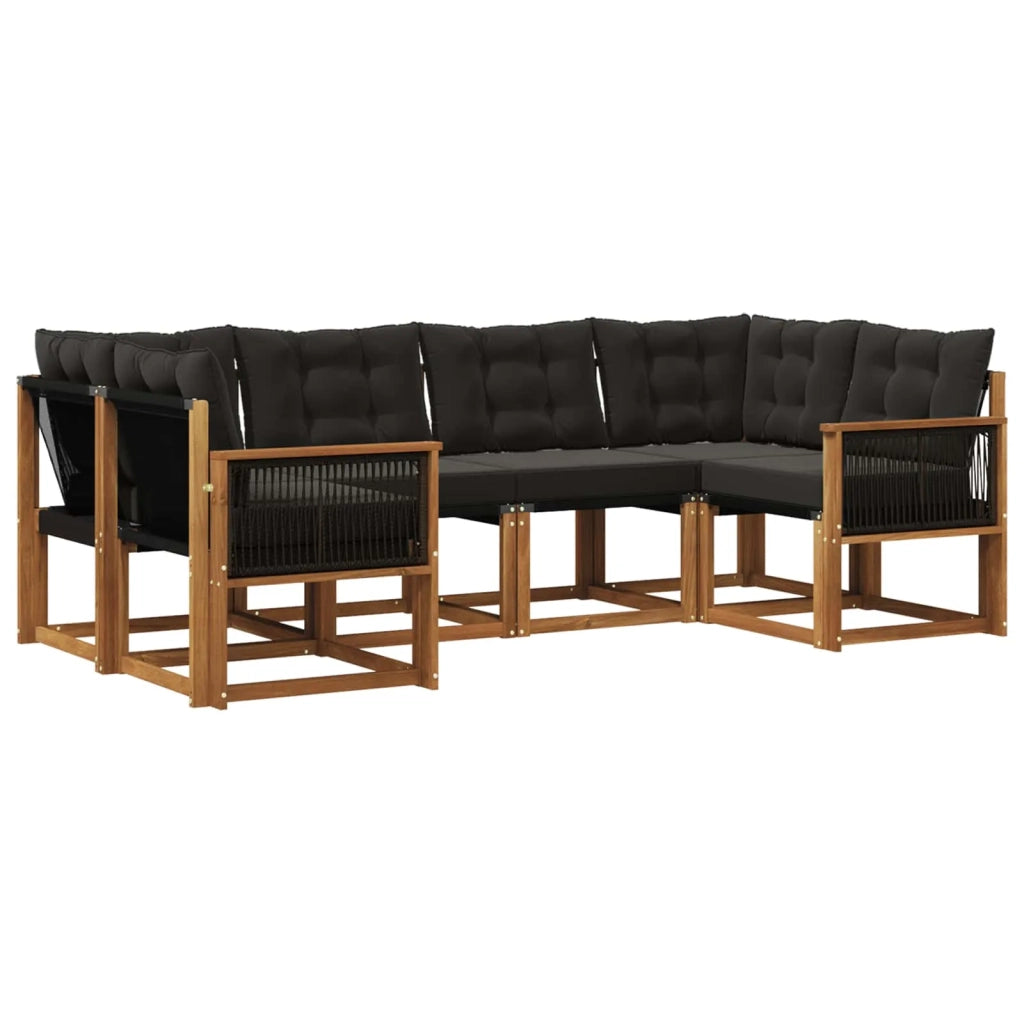 Set di divani da esterno 6 pz Naturale e Nero 3382176