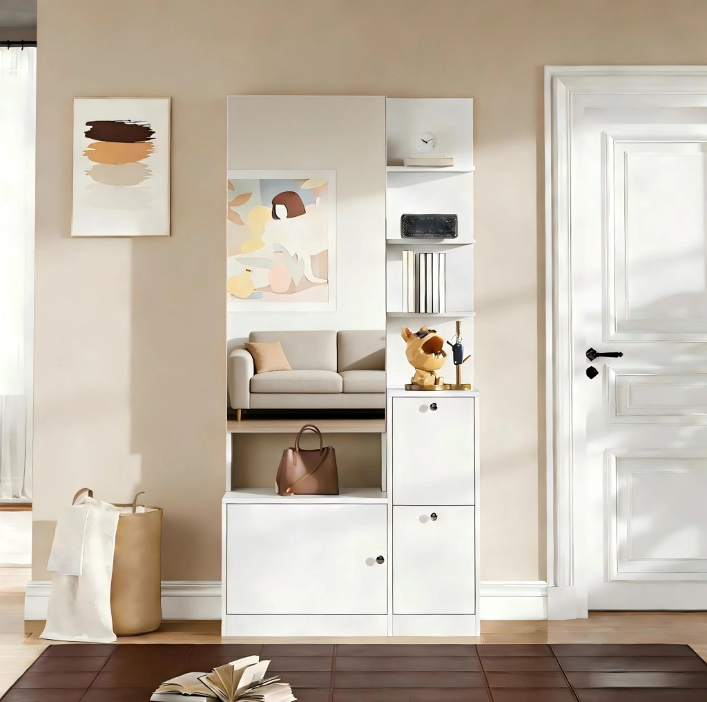 Armadio da ingresso con specchio e scarpiere, 85 x 40 x 180 cm
