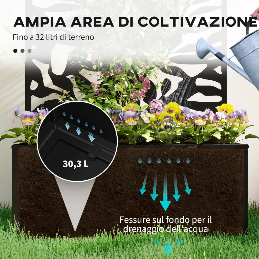 Fioriera con Spalliera per Rampicanti ¨C Xylo ¨C Acciaio Nero 61x23x113 cm