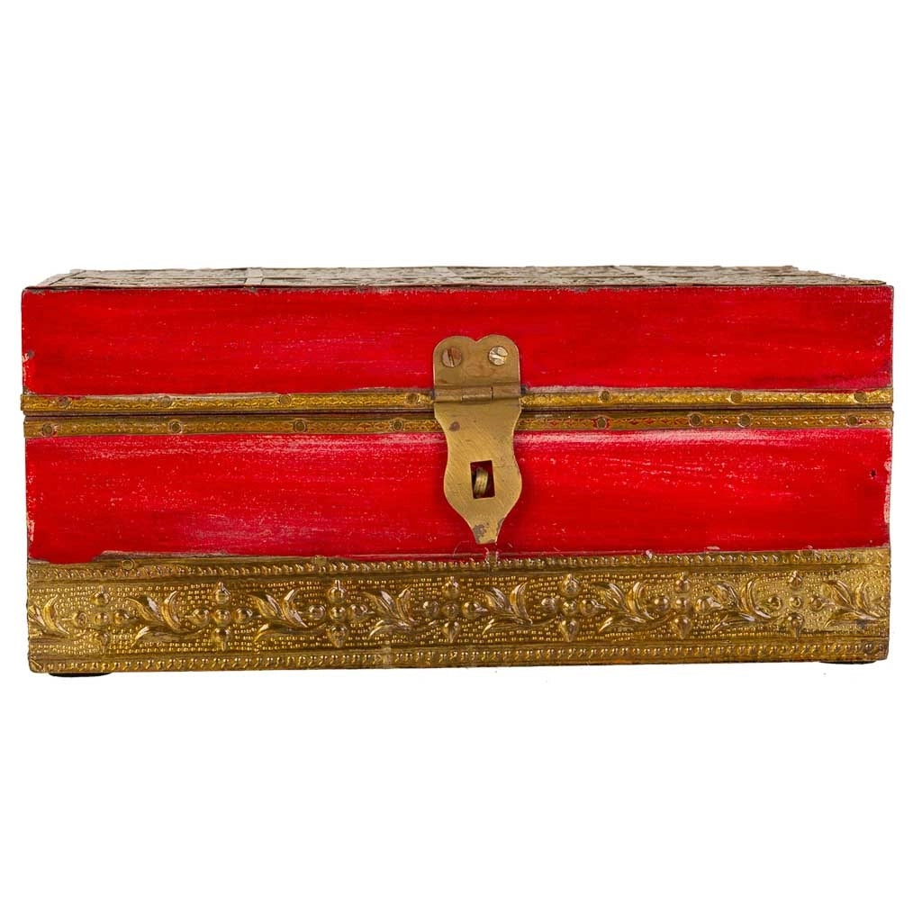 Portagioie in legno e metallo rosso 20x11x9h