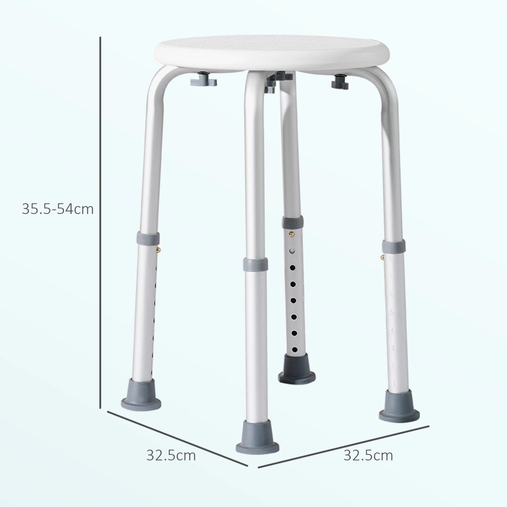 Sgabello da Doccia Regolabile in Altezza ¨C zephmum ¨C Bianco 32.5x41x35.5-54 cm