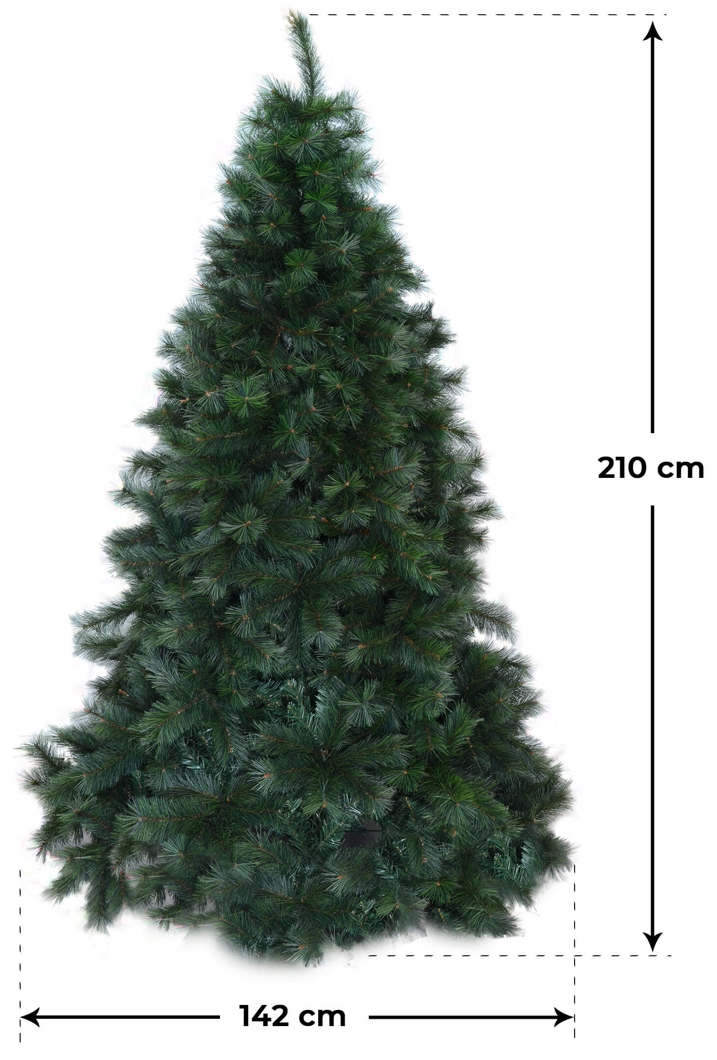 Albero di Natale Artificiale 180 cm 54 Rami Quercia del Gargano Verde