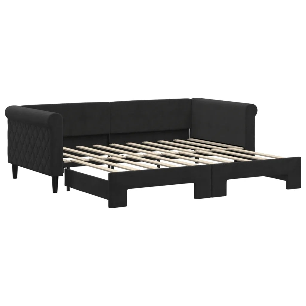 Divano Letto con Letto Estraibile-Sofa Letto-Daybed Nero 90x190 cm in Velluto 643311
