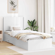 Struttura del letto con stoccaggio e testata Bianco 90 x 190 cm 3414157