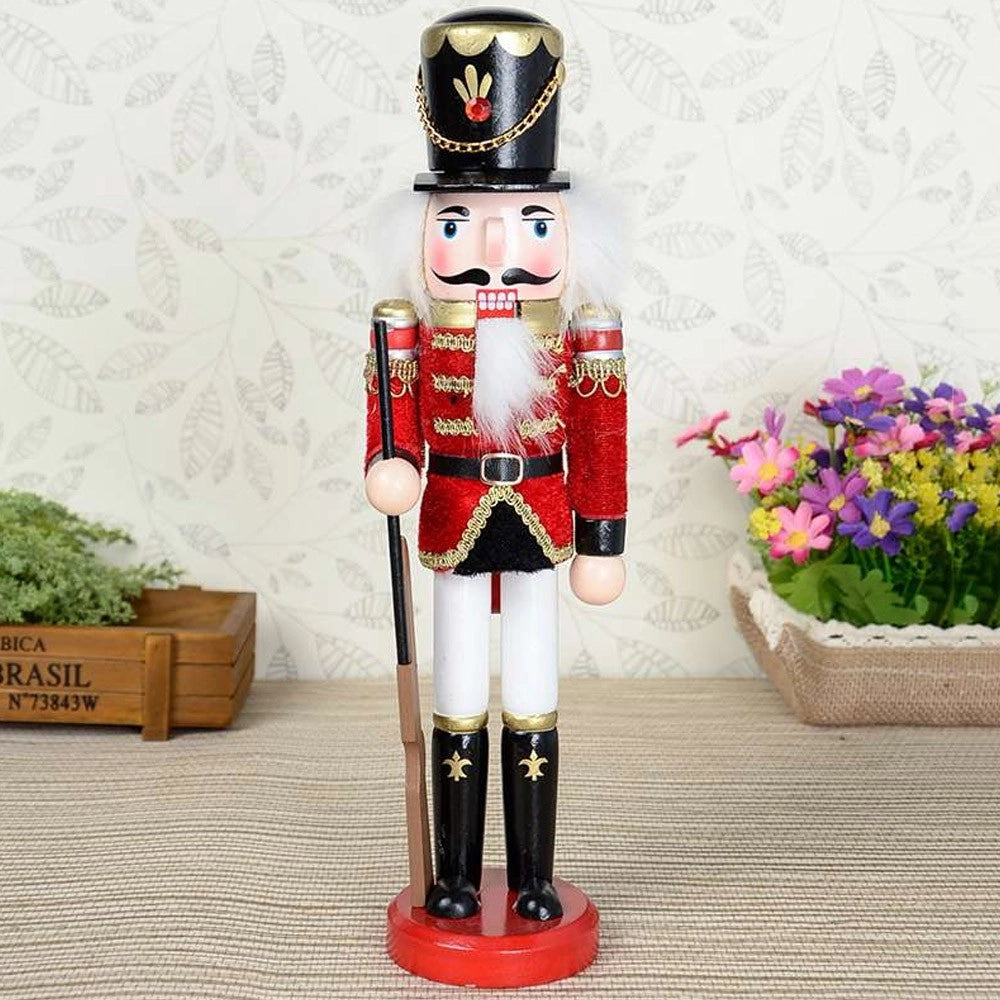 Trade Shop - Soldato Schiaccianoci Di Natale In Legno 30 Cm Decorazioni Addobbi Natalizi -