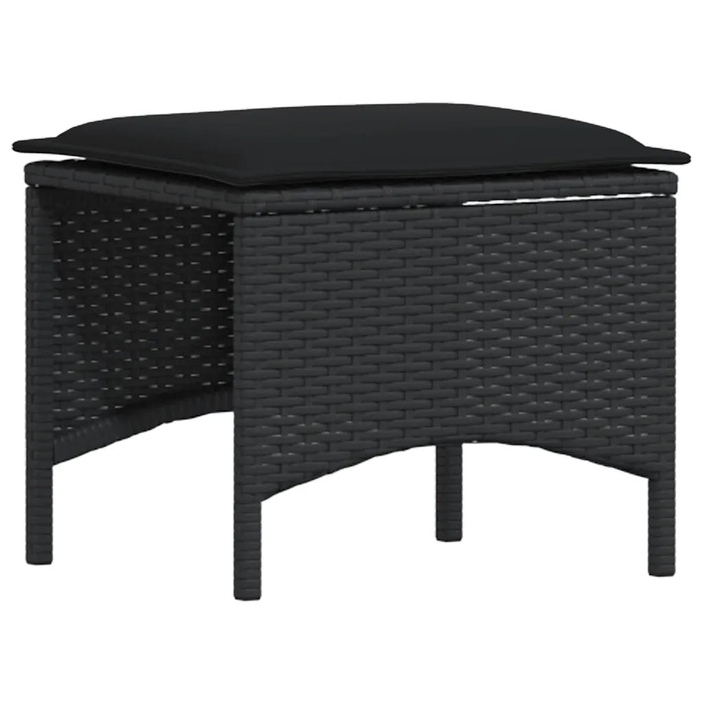Set Divani da Giardino 4 pz con Cuscini Forma L Polyrattan Nero