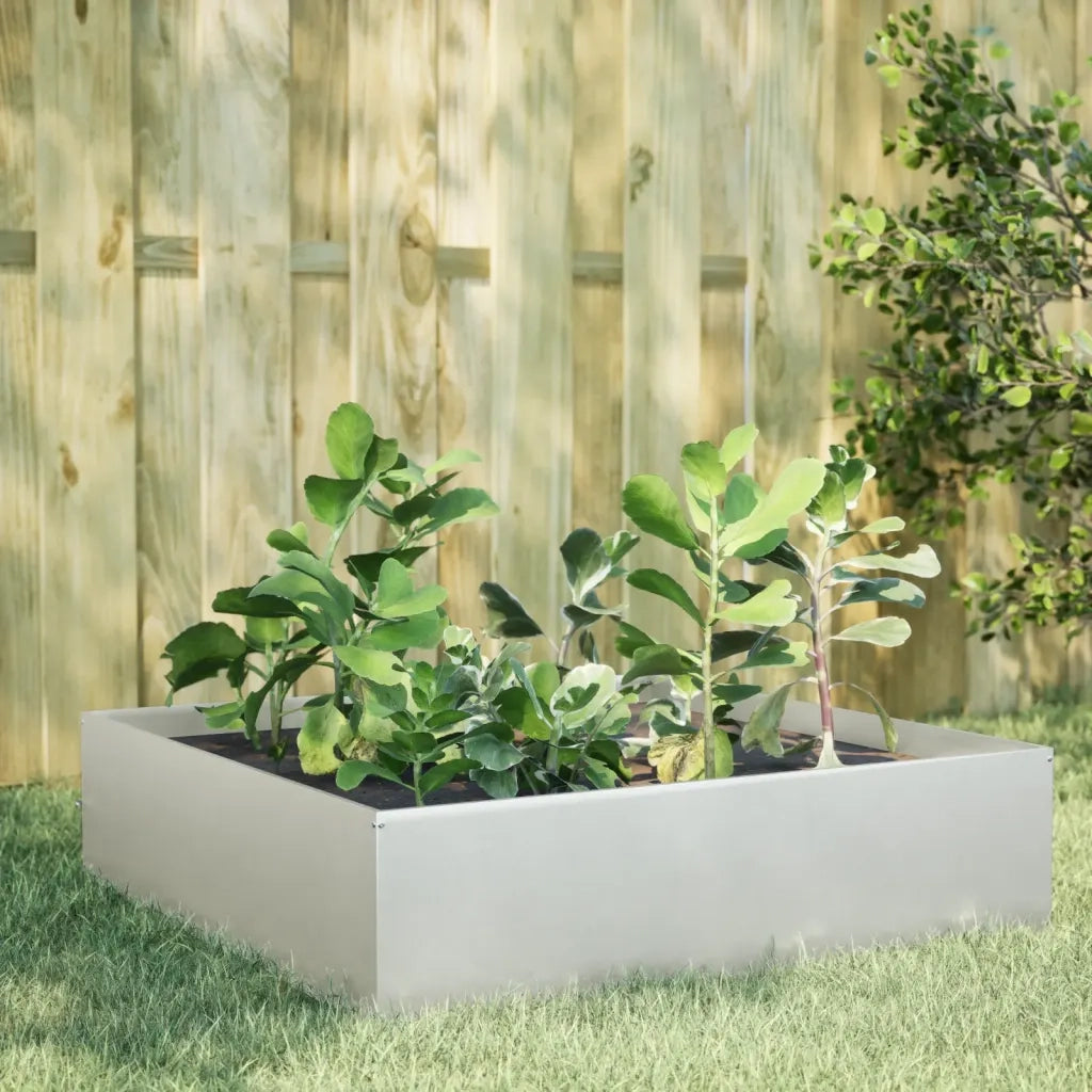 Fioriera Rialzata da Giardino-Vaso da Esterno-Fioriera Elevata 100x100x25 cm in Acciaio Inox
