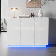 Credenza con 2 ante e ripiano regolabile; luce LED alla base; per soggiorno e sala da pranzo; bianco; 120 × 40 × 75 cm