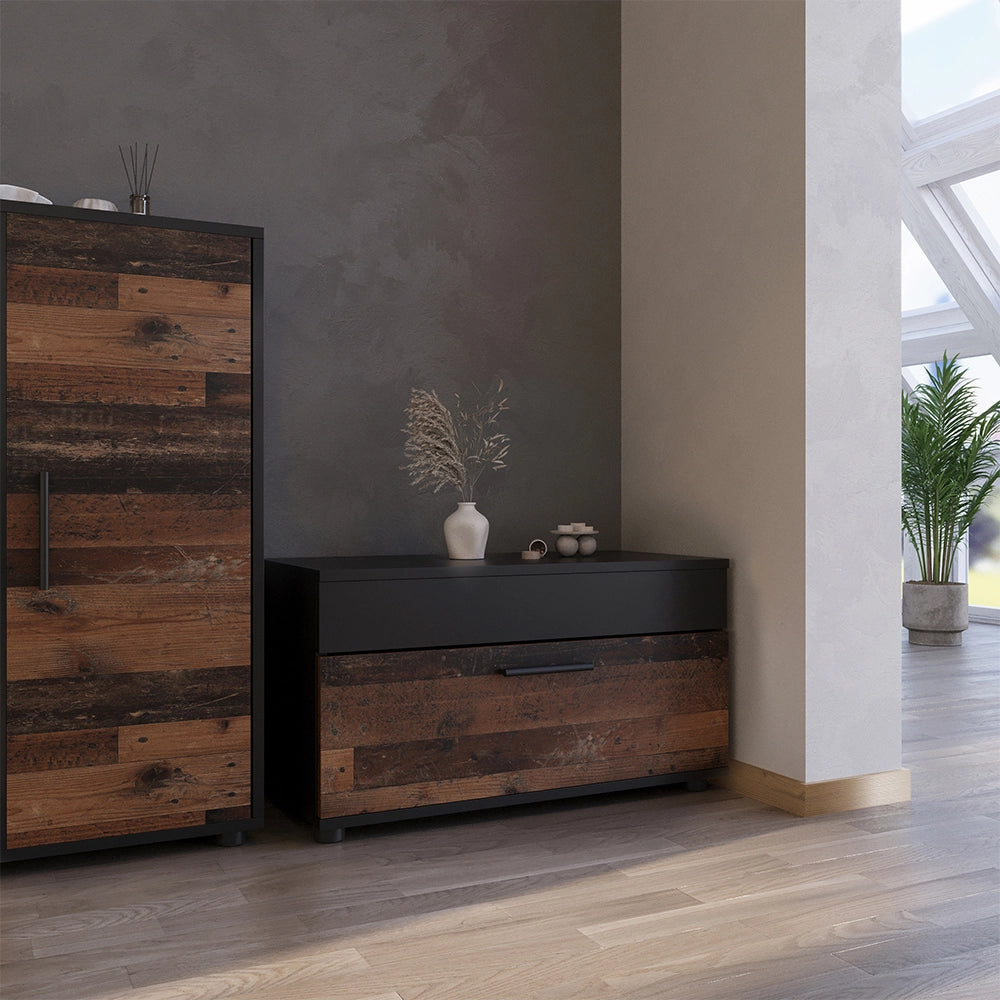 Vicco Scaffale Nero/antico 70.8 x 38.9 cm con porta a battente