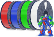 Filamento 3D in PLA Plus 1,75 mm - 4 kg set in bianco, rosso, verde e blu per stampanti FDM
