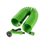 Tubo Irrigazione Spiralato con Pistola Multifunzione 7,5 / 10 / 15 m Estensibile da Giardino con Raccordi Rapidi 10 Metri