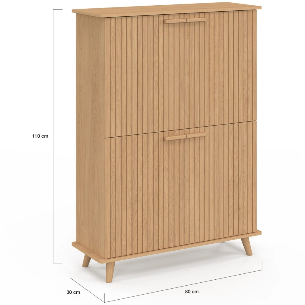 IDMarket - JULIETTE Contenitore a 4 ante in rovere con doghe in legno