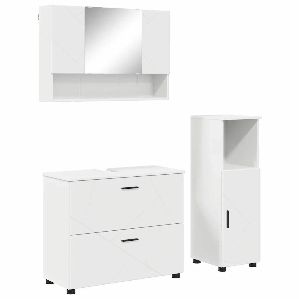 Set di mobili per il bagno con cassetto con porta 3 pcs Bianco 3393023