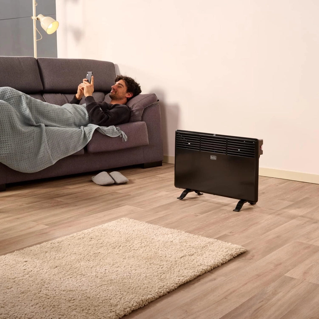 Black+decker bxcsh1200e termoconvettore, 1200 w, steel, nero spegnimento automatico