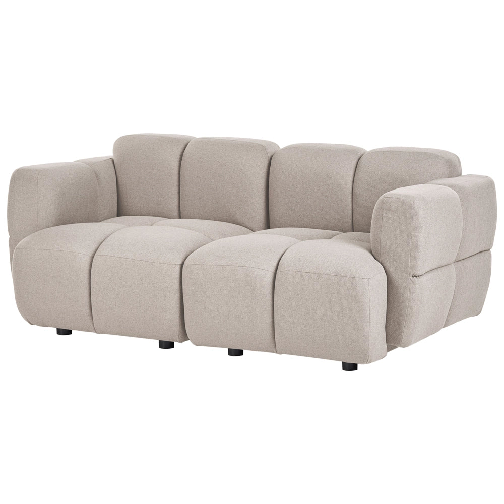 Divano modulare a 2 posti in tessuto beige, divano componibile a due elementi, stile moderno