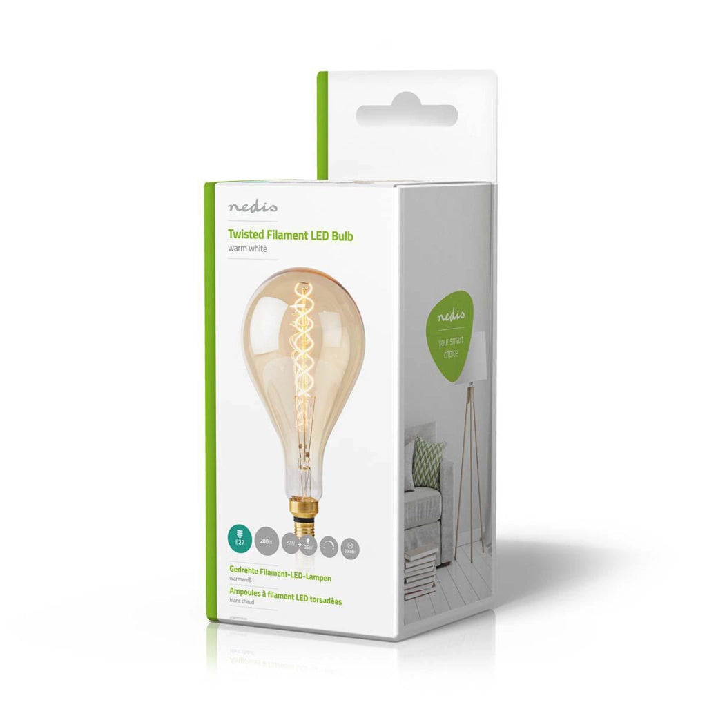 E27 A160 5W 280lm 2000K Dimmerabile Lampadina a filamento di vetro vintage LED Trasparente Nedis