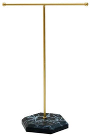 Organizzatore di gioielli, Standard per gioielli, Standard per gioielli in metallo, Standard a forma di T in oro per catene, Appoggio per gioielli per bracciali, orecchini, anelli, catene (base nera)