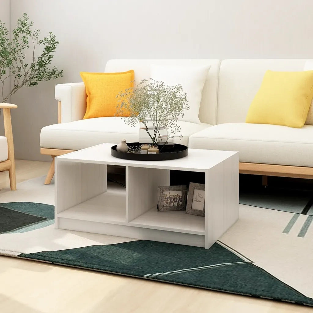 Tavolino da salotto | Tavolino da caff¨¨ | Tavolino da Soggiorno Bianco 75x50x33,5 cm Legno Massello di Pino
