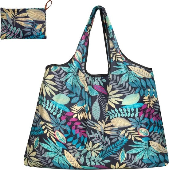 Borsa da Spesa Pieghevole Reutilizzabile 50x66cm Borsa da Spesa Ecowalle Leaf Pattern Gialla