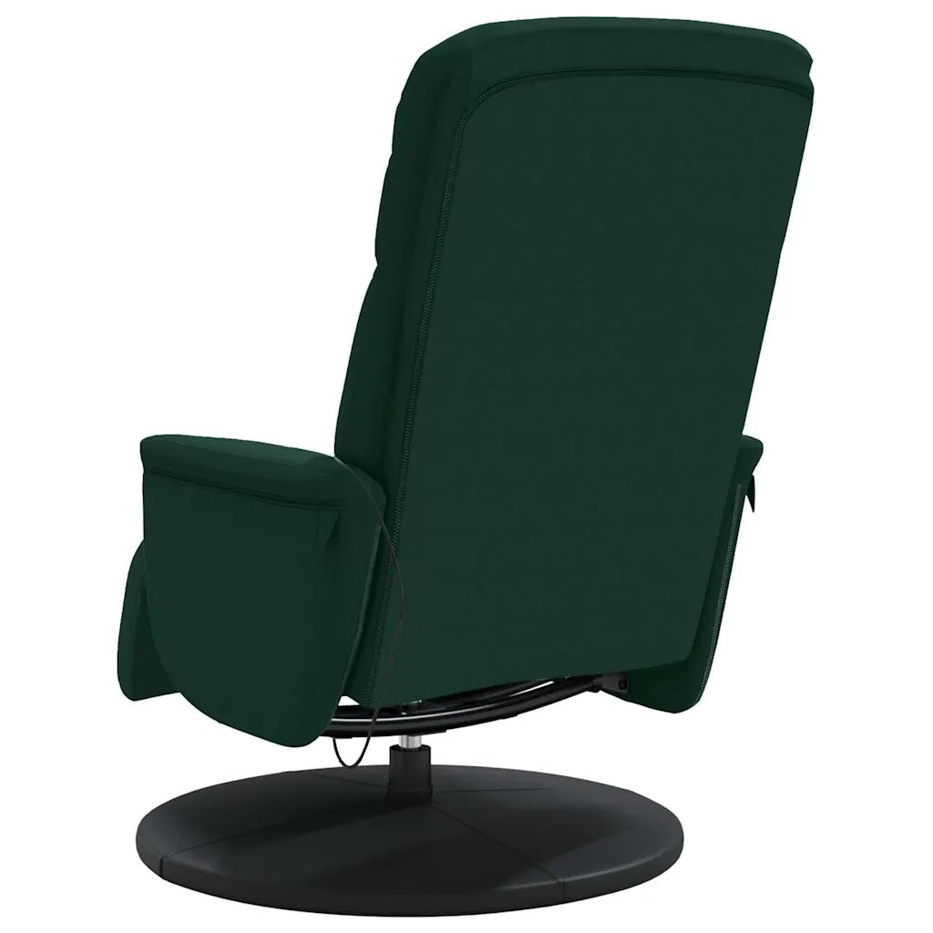 Divano Sedia-Poltrona Reclinante Massaggio Poggiapiedi Verde Scuro Velluto