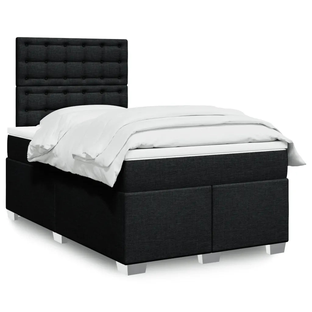 Giroletto a Molle con Materasso Nero 120x190 cm in Tessuto