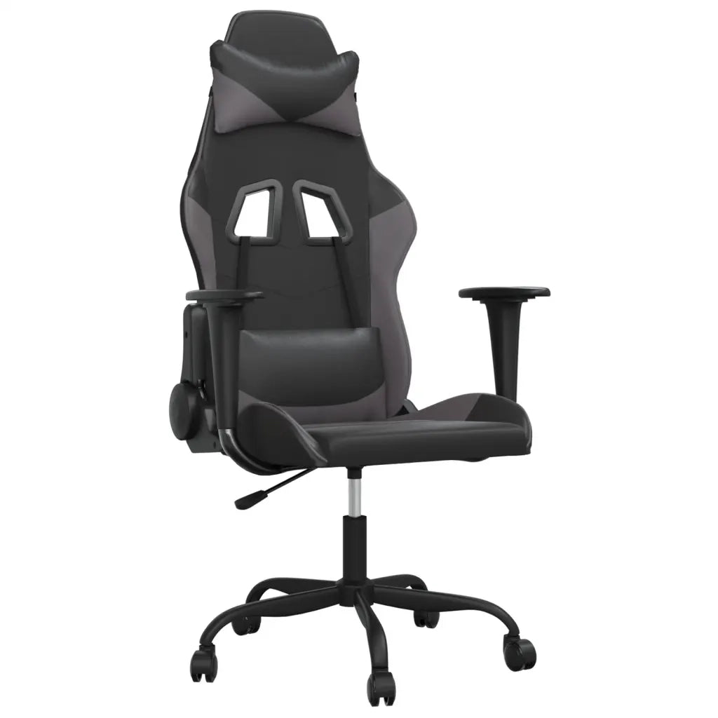 Sedia da Gaming | Sedia da e-sports Massaggiante Nero e Grigio in Similpelle