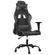 Sedia da Gaming | Sedia da e-sports Massaggiante Nero e Grigio in Similpelle