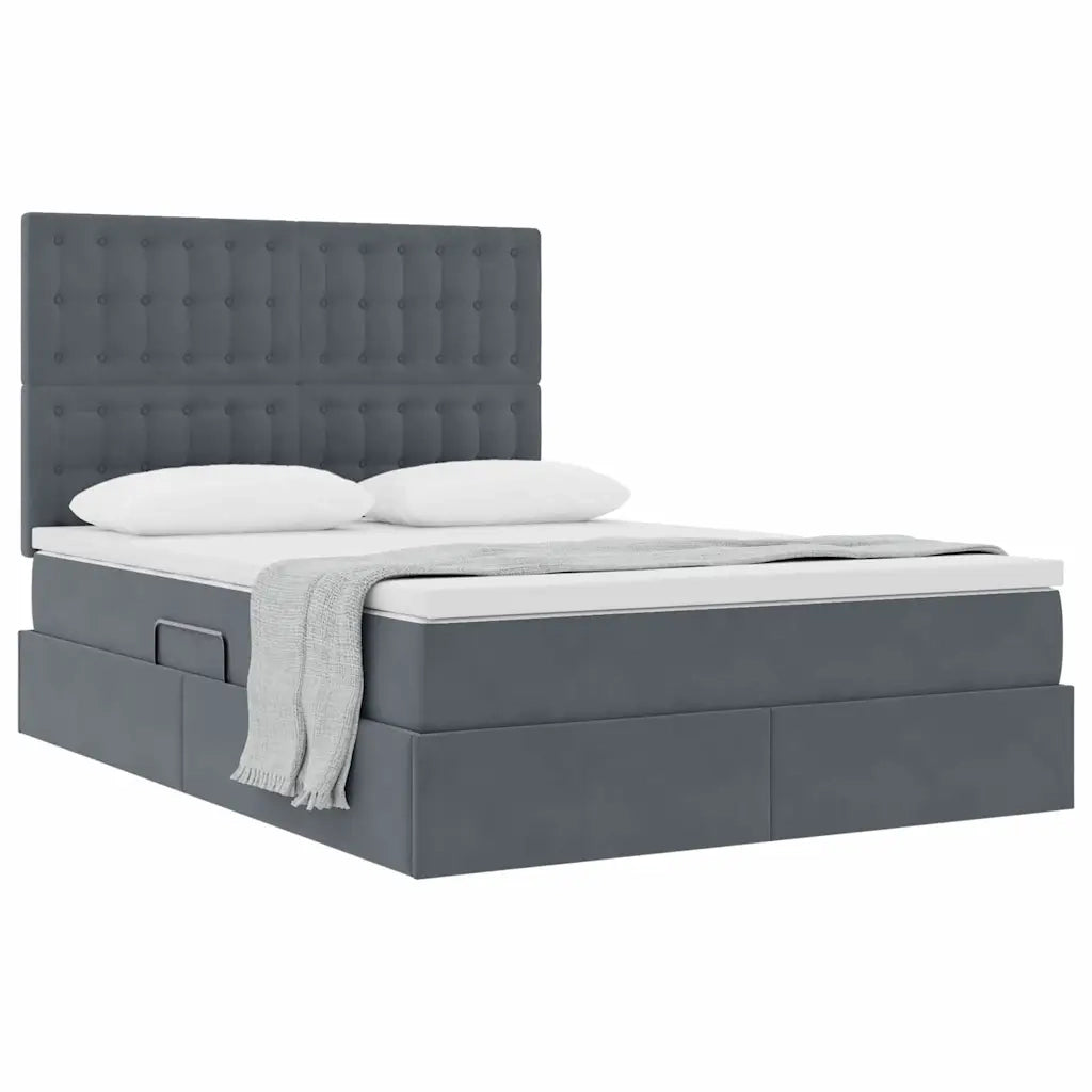 Letto con contenitore e materasso Grigio scuro 140 x 190 cm 3372148