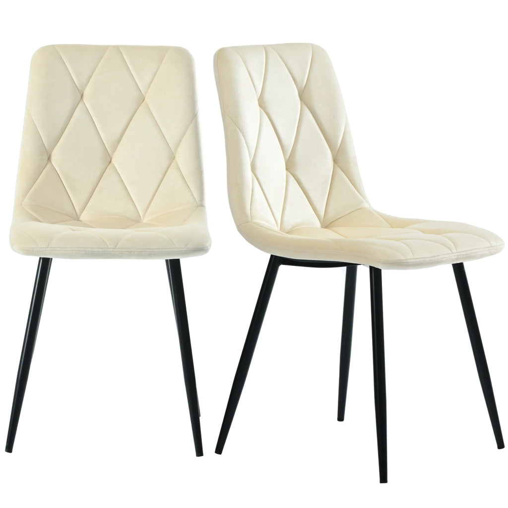 Sedie da Pranzo Set 4 Pezzi Imbottite ¨C MINIMAL ¨C Velluto Beige con Schienale e Gambe in Metallo
